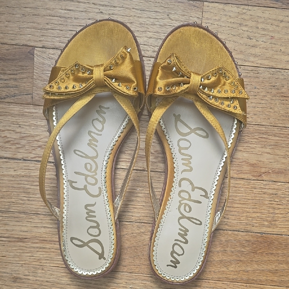 Sam Edelman Gold Studded Bow Sandals